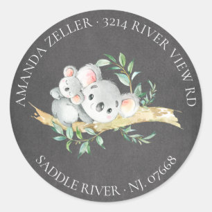 Schattige schoolbord Koala Beer Baby shower Terug Ronde Sticker