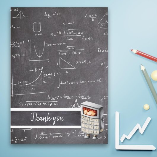 Schattige schoolbord wiskunde vergelijkingen kinde bedankkaart