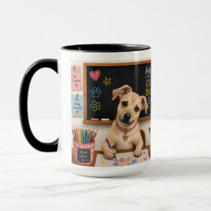 Schattige schoolhond Schildering Aquarel Illustrat Mok