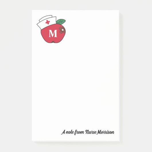 Schattige schoolverpleegkundige Apple Monogram Een Post-it® Notes (Voorkant)