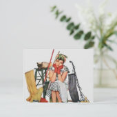 schattige  schoonmaakster briefkaart (Staand voorkant)