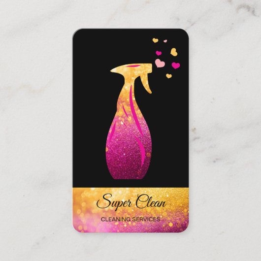 Schattige schoonmaakster huis kleurrijke harten visitekaartje (Voorkant)