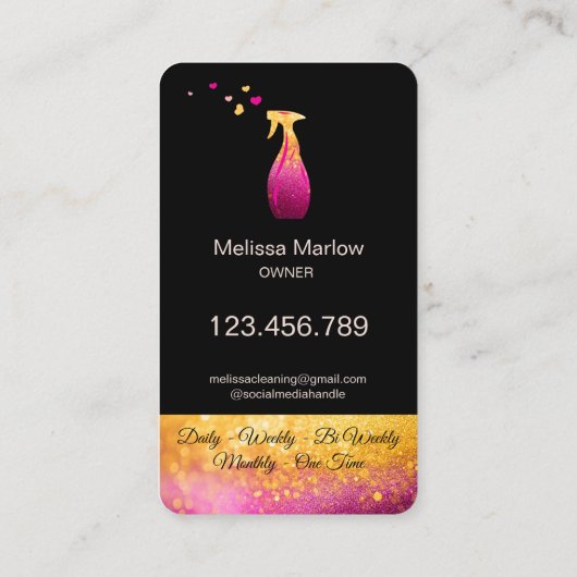 Schattige schoonmaakster huis kleurrijke harten visitekaartje (Achterkant)