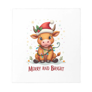 Schattige Schotse Baby Koe Kerstverlichting Merry Notitieblok