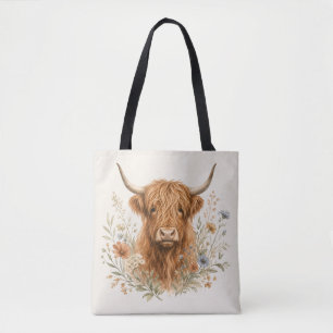 Schattige Schotse Hoogland Koe Aquarel Tote Bag
