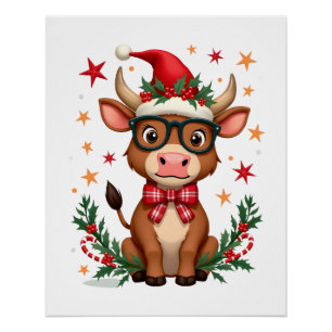 Schattige Schotse Hoogland Koe Liefhebber Kerstmut Perfect Poster