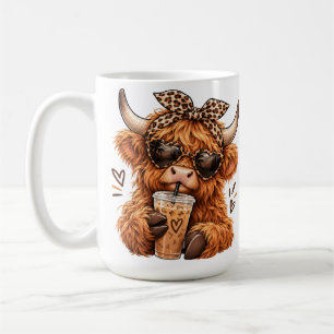 Schattige Schotse Hoogland Koe Luipaardprint IJsko Koffiemok