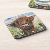 Schattige Schotse Hoogland Koe Onderzetter (Linkerzijde)