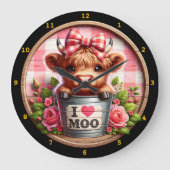 Schattige Schotse Hooglanders Koe Grote Klok (Voorkant)