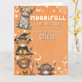 Schattige Schotse Hooglanders Moodifull Halloween  Kaart (Gele Bloem)
