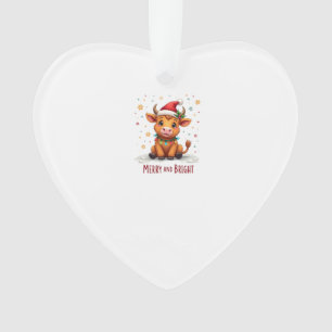 Schattige Schotse Kalf Kerstverlichting Merry & Br Ornament