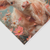 Schattige Schotse Koe met Veldbloemen voor Decoupa Tissuepapier (Detail)