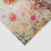 Schattige Schotse Koe met Veldbloemen voor Decoupa Tissuepapier (Detail)