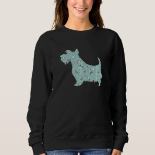Schattige Schotse Terrier Bloem Bloem Silhouet Hon Trui