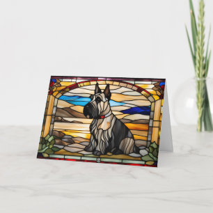 Schattige Schotse Terriër Glas-in-Lood Kaart