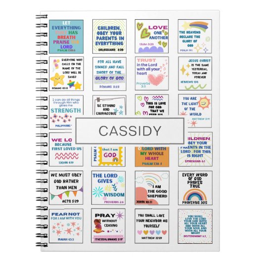 Schattige schriftuur kids geheugen Bijbelvers  Notitieboek (Voorkant)