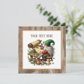 Schattige schrijven kabouter partij kaart (Staand voorkant)