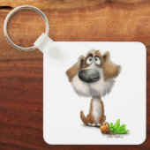 Schattige schuldbewuste ruige hond cartoon sleutelhanger (Voorkant)