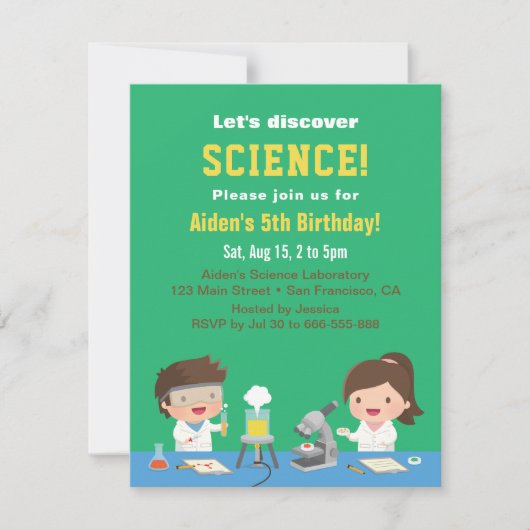 Schattige Science Kids verjaardagsfeestjes Kaart (Voorkant)