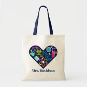 Schattige Science Teacher voeg naam toe canvas tas (Voorkant)