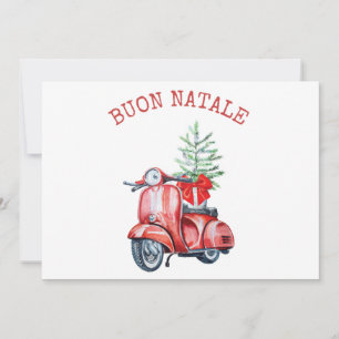 Schattige scooter Buon Natale Vakantie Groet Feestdagenkaart