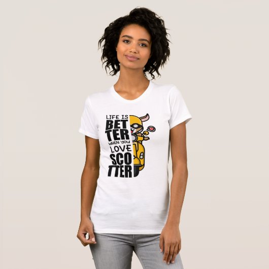 Schattige Scooter Goat Design T-shirt (Voorkant volledig)