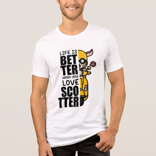 Schattige Scooter Goat Design Tri-Blend Shirt (Voorkant)