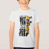 Schattige Scooter Goat Design Tri-Blend Shirt (Voorkant)