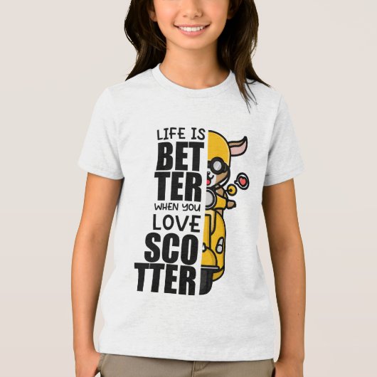 Schattige Scooter Goat Design Tri-Blend Shirt (Voorkant)