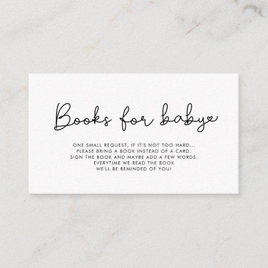 Schattige script baby shower boek aanvraagkaart informatiekaartje (Voorkant)