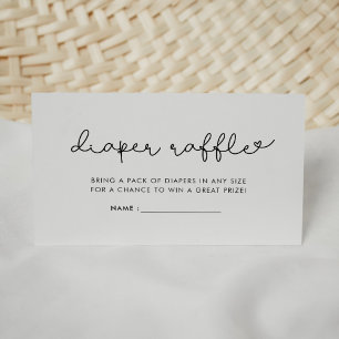 Schattige script baby shower luier loterij invoege informatiekaartje