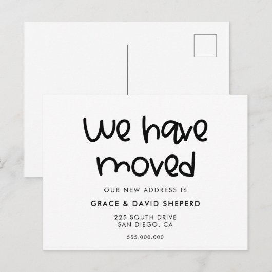 Schattige script bewegende aankondiging briefkaart (Voorkant / Achterkant)