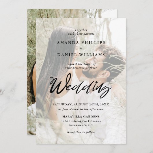 Schattige Script Elegant rustiek 2 foto bruiloft Kaart (Voorkant / Achterkant)