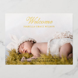 Schattige Script Foto Baby Aankondiging Folie Kaar