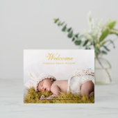 Schattige Script Foto Baby Aankondiging Folie Kaar (Staand Voorkant)