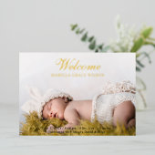 Schattige Script Foto Baby Aankondiging Folie Kaar (Staand Voorkant)