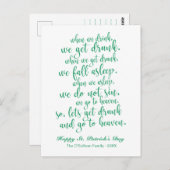 Schattige script Irish Toast St. Patrick's Day Briefkaart (Voorkant / Achterkant)