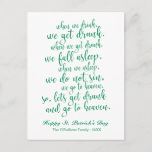 Schattige script Irish Toast St. Patrick's Day Briefkaart