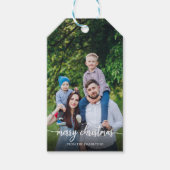Schattige Script Merry Christmas gepersonaliseerde Cadeaulabel (Voorkant)