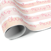 Schattige Script Merry Christmas Holiday Blush Roz Cadeaupapier (Rol Hoek)
