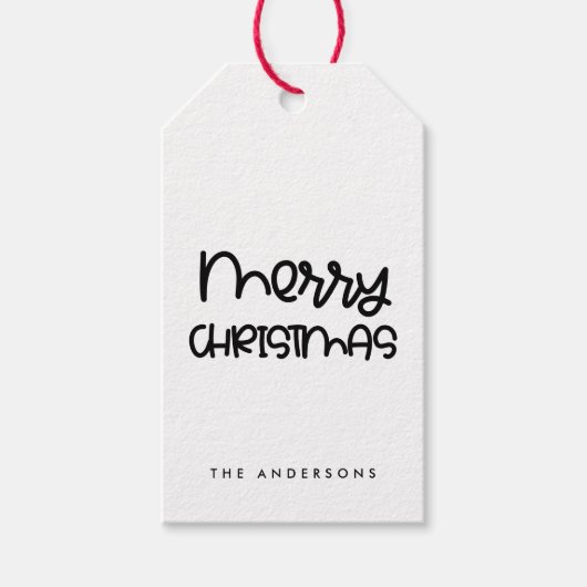 Schattige script Merry Christmas kraft Cadeaulabel (Voorkant)