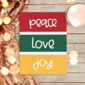 Schattige script Peace Love Joy Christmas Briefkaart