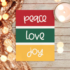 Schattige script Peace Love Joy Christmas Briefkaart