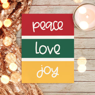 Schattige script Peace Love Joy Christmas Briefkaart
