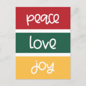 Schattige script Peace Love Joy Christmas Briefkaart (Voorkant)