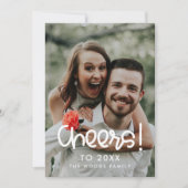 Schattige script Proost op nieuwjaarsfoto 2026 Feestdagenkaart (Voorkant)