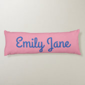 Schattige Script Roze Blauw Gepersonaliseerde Naam Lichaamskussen (Achterkant)