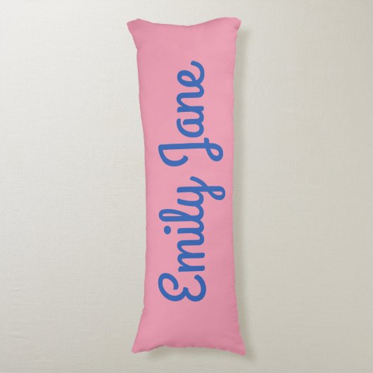 Schattige Script Roze Blauw Gepersonaliseerde Naam Lichaamskussen (Voorkant Verticaal)