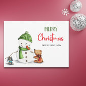 Schattige script Snowman vrolijk kerstfeest Feestdagenkaart