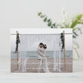 Schattige script trouwfoto dank je kaart (Staand voorkant)